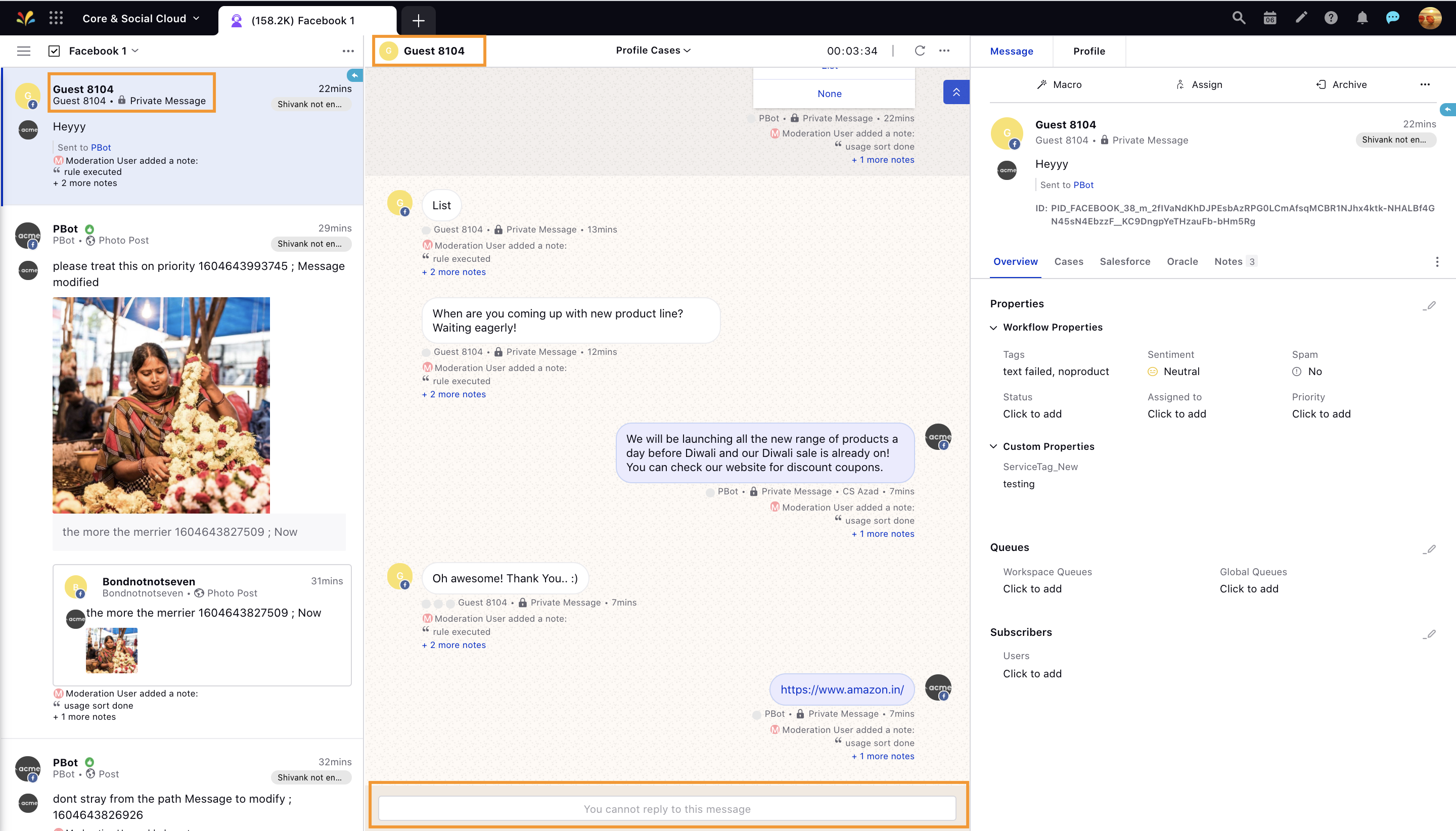 Facebook Guest Mode Conversations in Agent Console