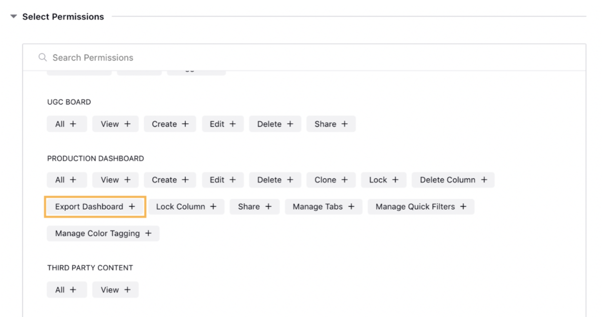  Export Dashboard Permission for Production Dashboard