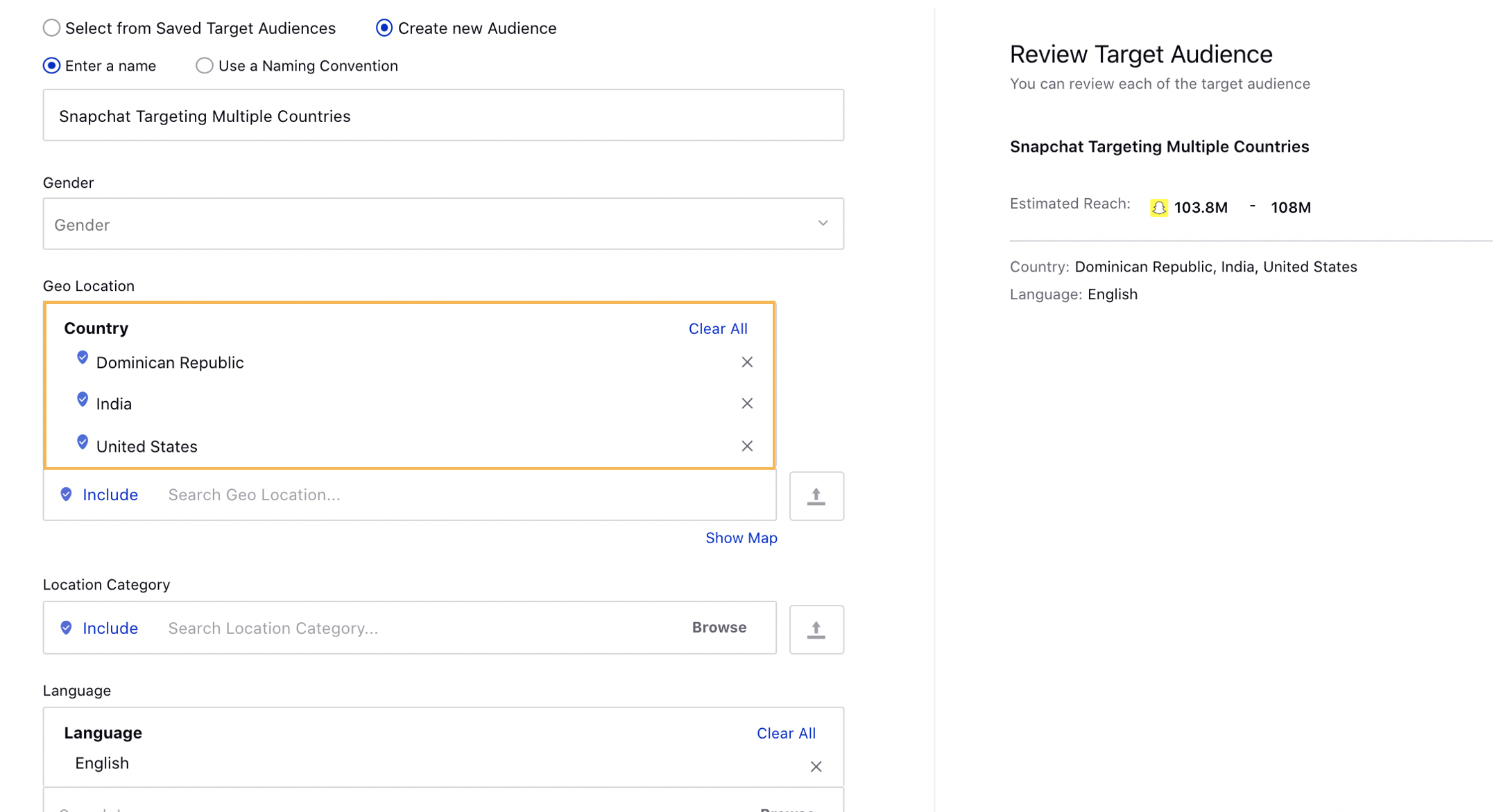 Target Multiple Countries for Snapchat Campaigns