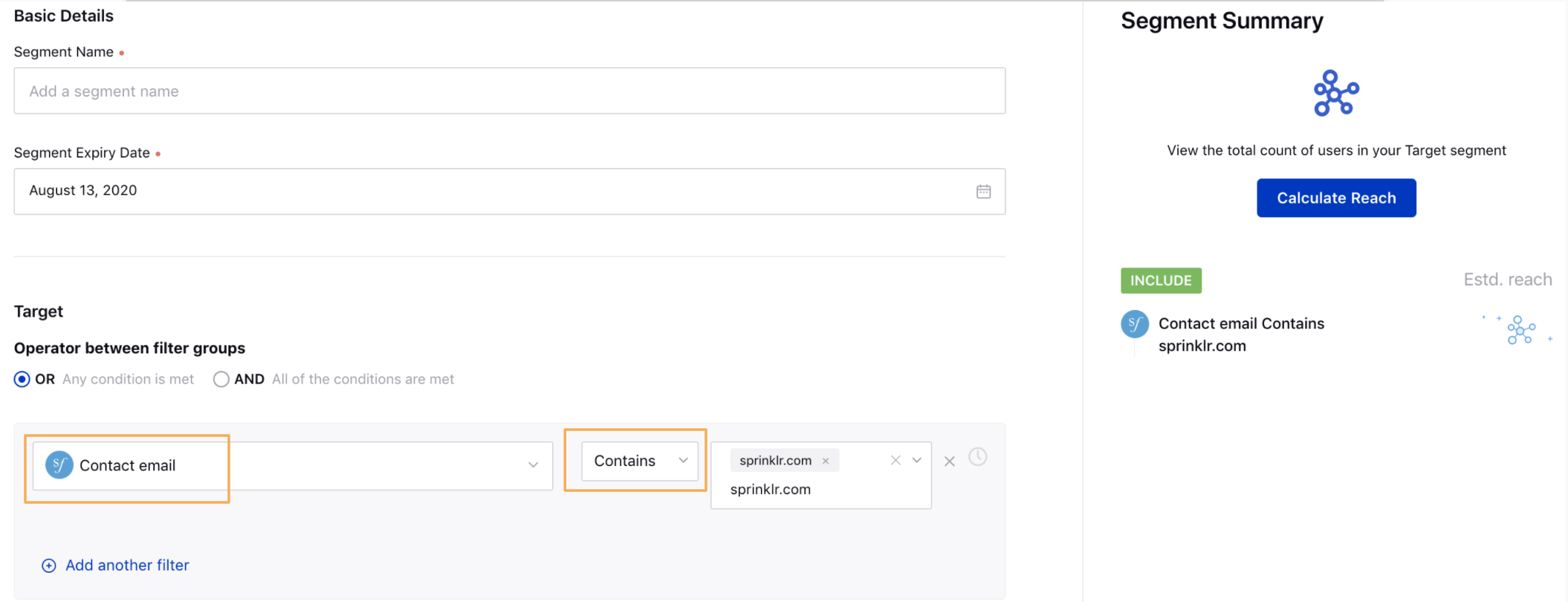 Segmentation Filtering Using SalesForce