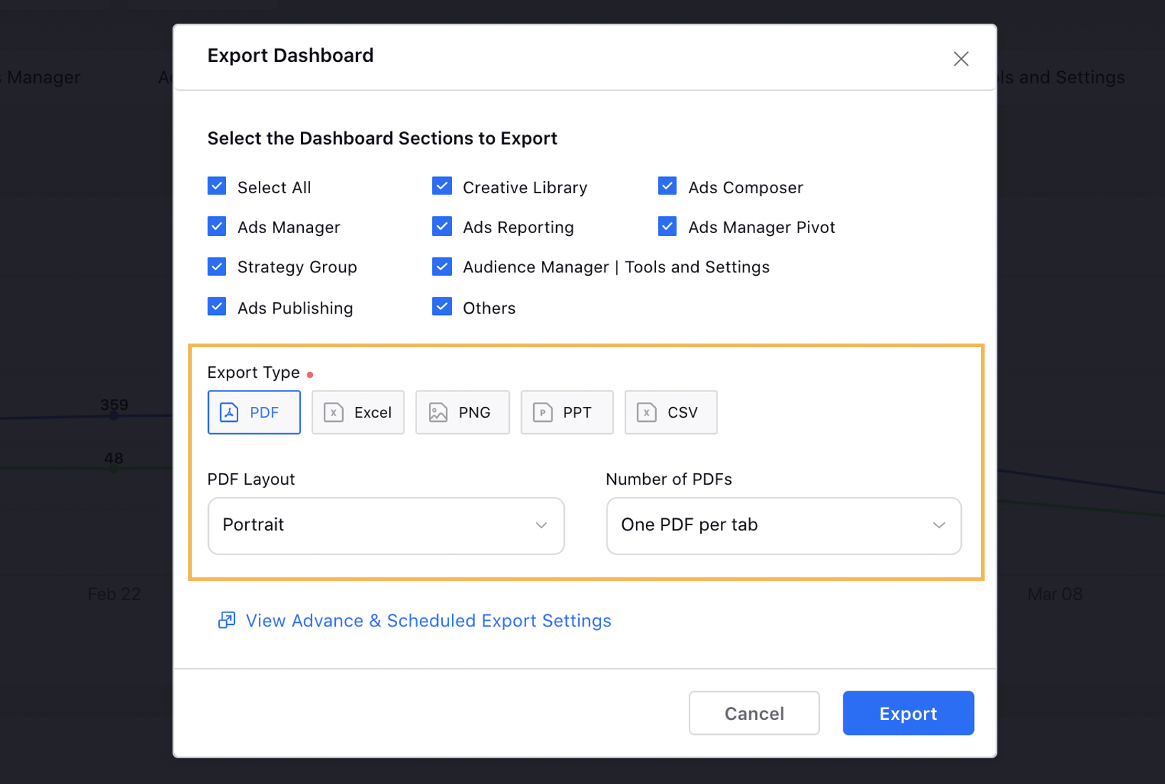 Selecting Export File Format Type