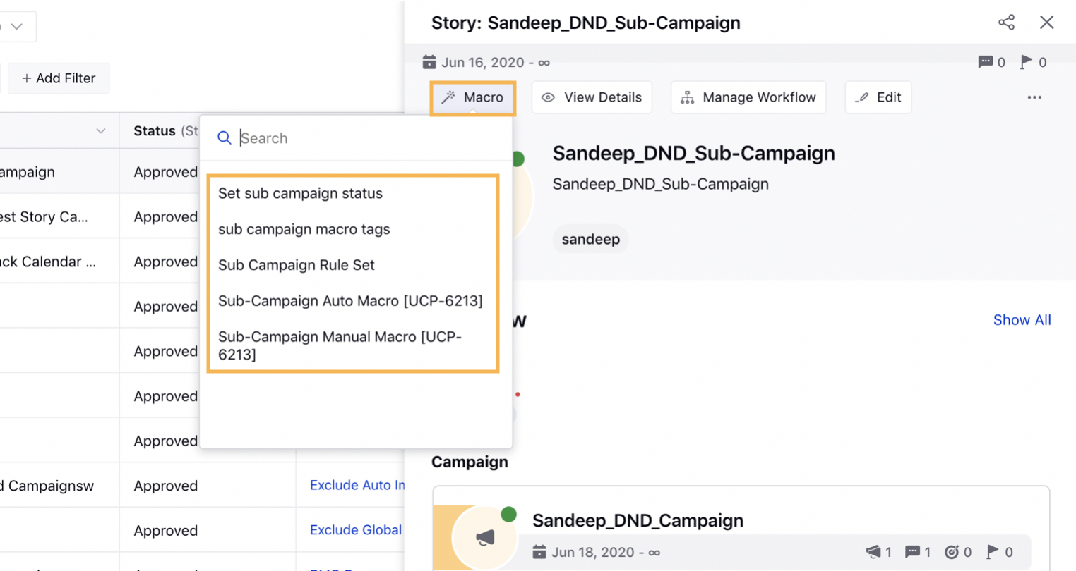 Sub-Campaign Third Pane in Production Dashboards