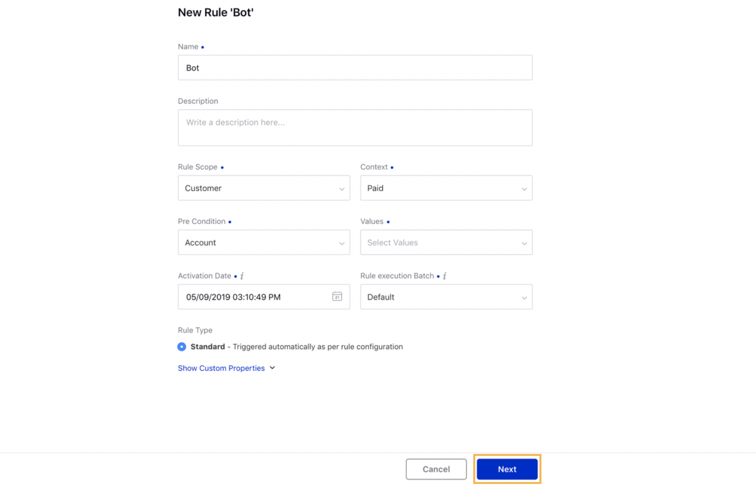 Creating an Approval Rule Within Manage Rule