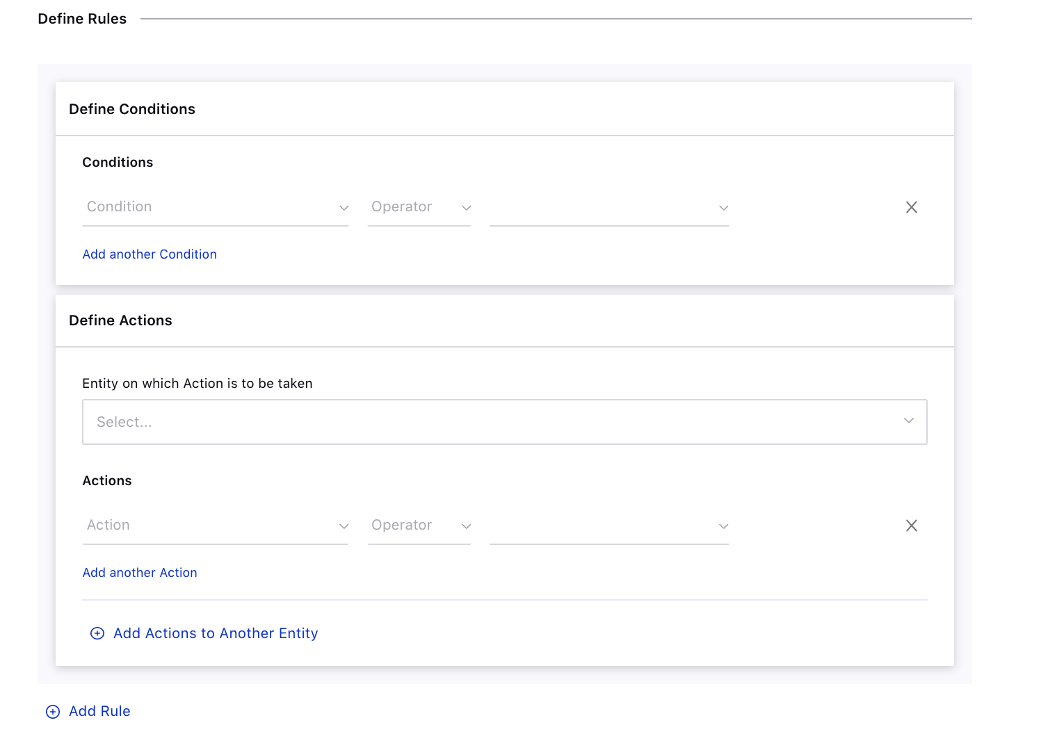 Selecting Conditions and Actions for the Weather Topic Type within Smart Rules