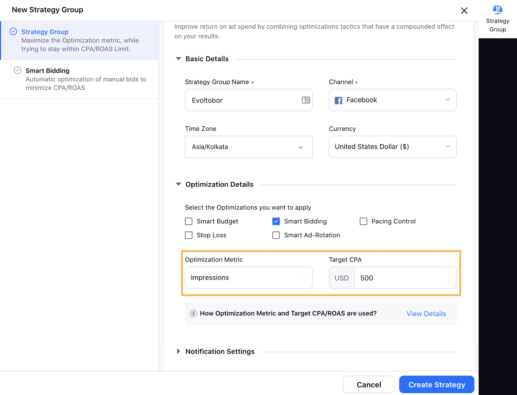 Target CPA Input