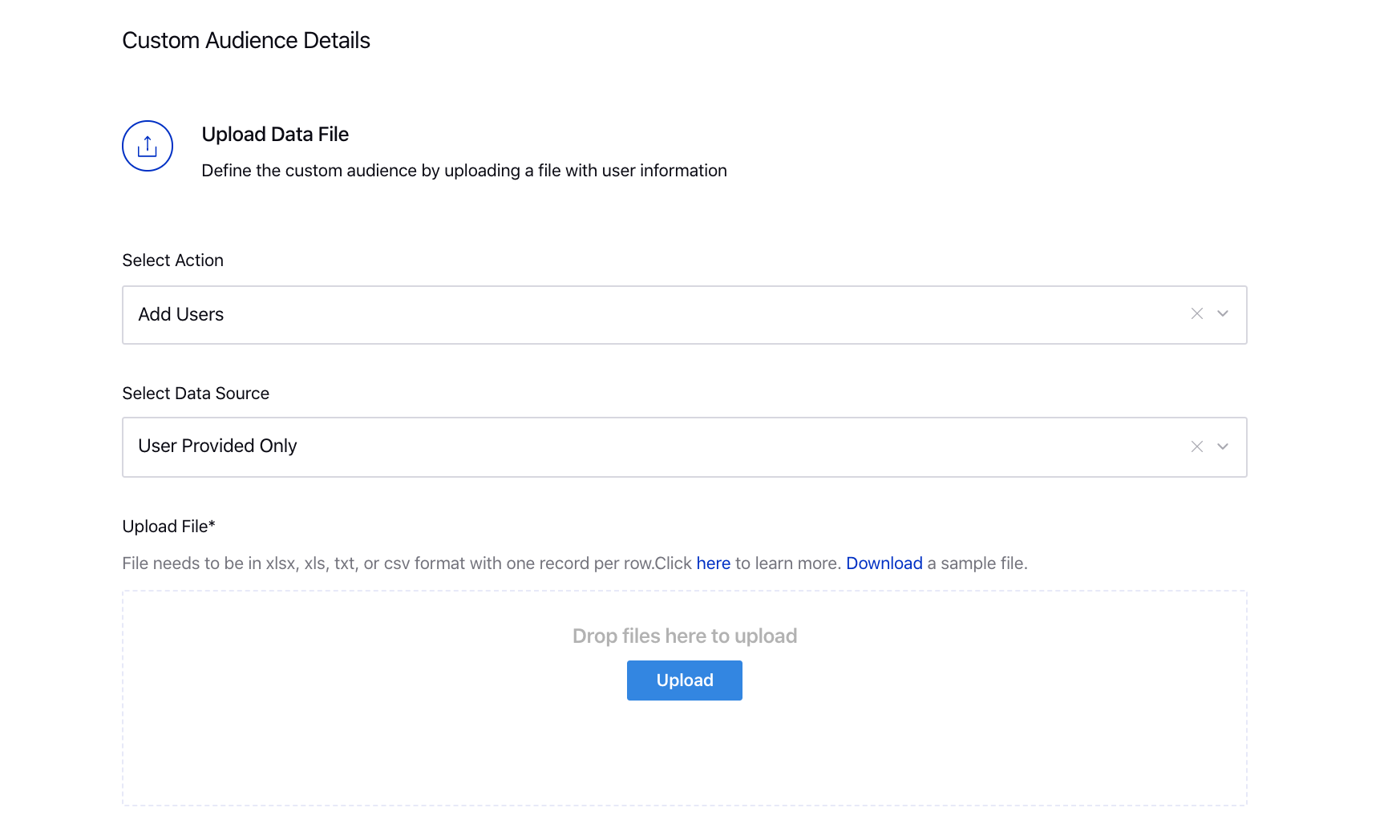 Upload Data File for Facebook Custom Audience