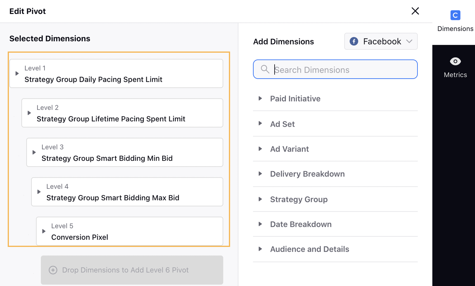 New Ads Pivot Manager Dimensions