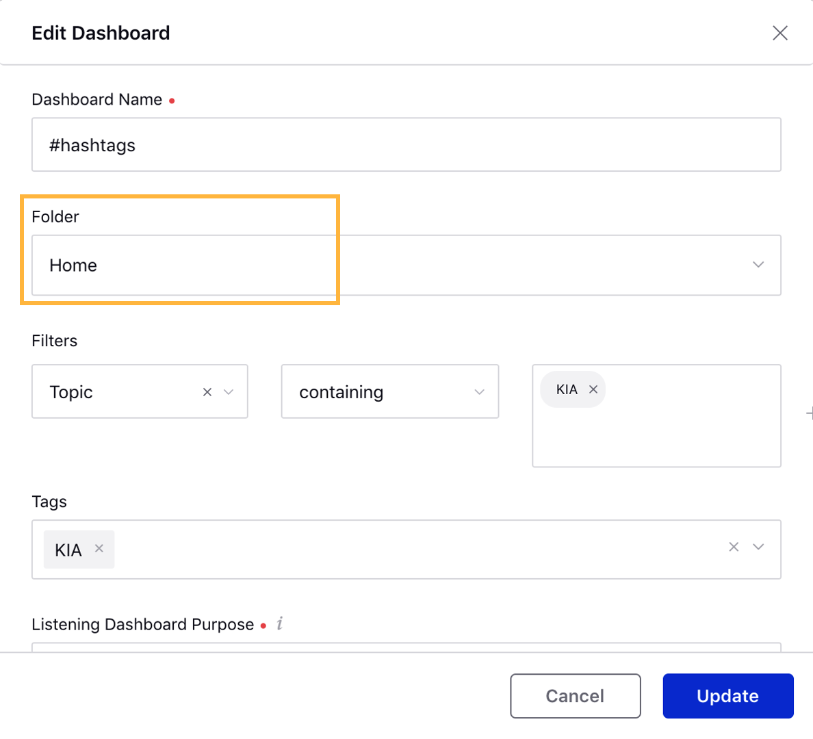 Ability to add existing dashboard into folder from Dashboard Manager