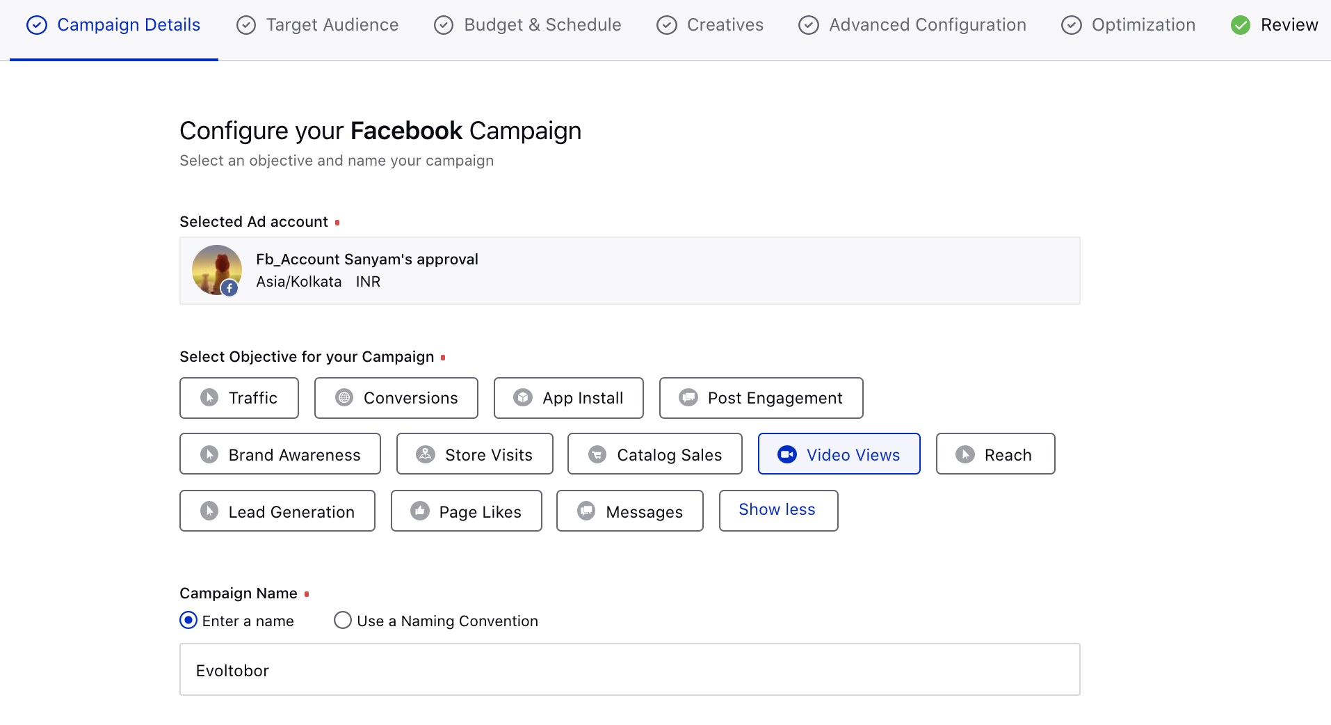 Adding Facebook Objective