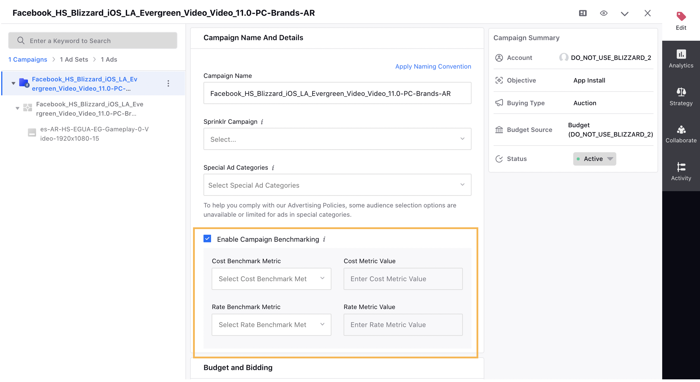 Enable Cost and Rate Benchmarking in Ads Manager