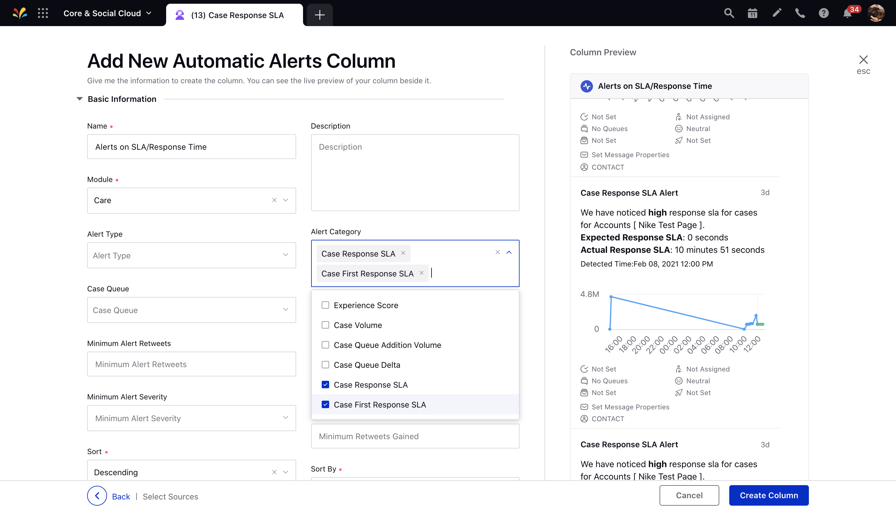 Smart Alerts on Response SLA