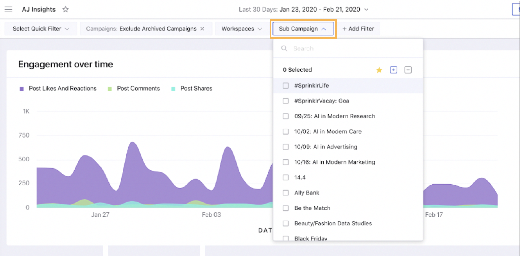 Applying Sub-Campaign as a filter on Outbound Message Widget