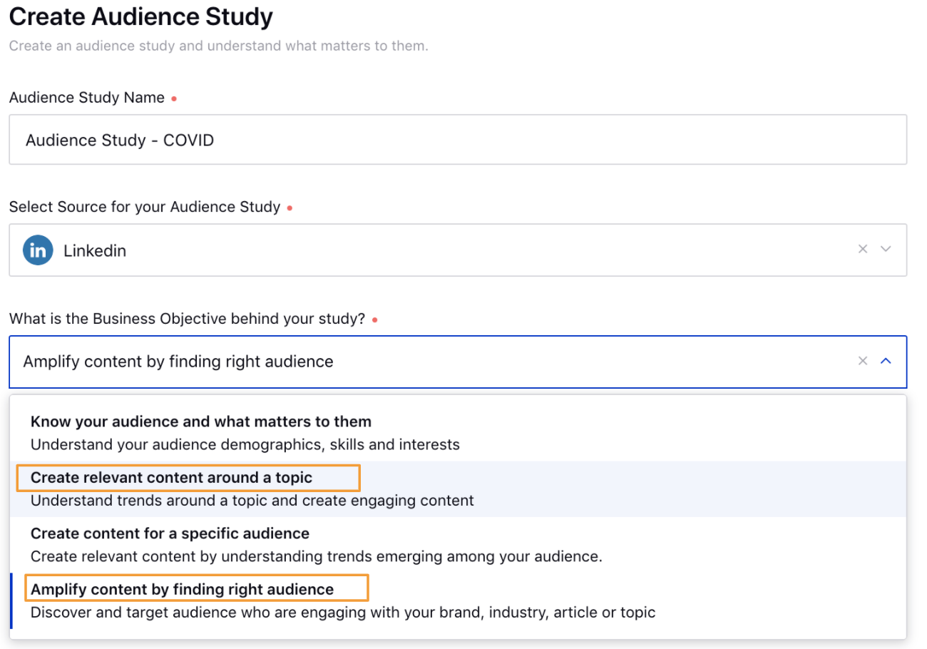 COVID Related Topics in LinkedIn Audience Study