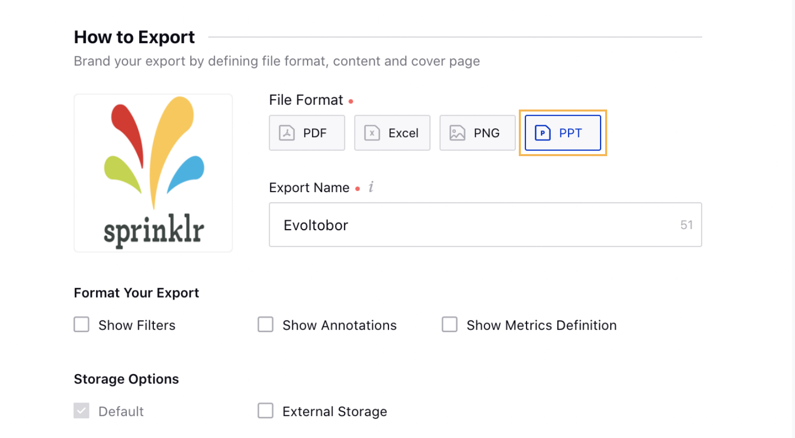 Exporting Reporting Dashboard in PPT File Format