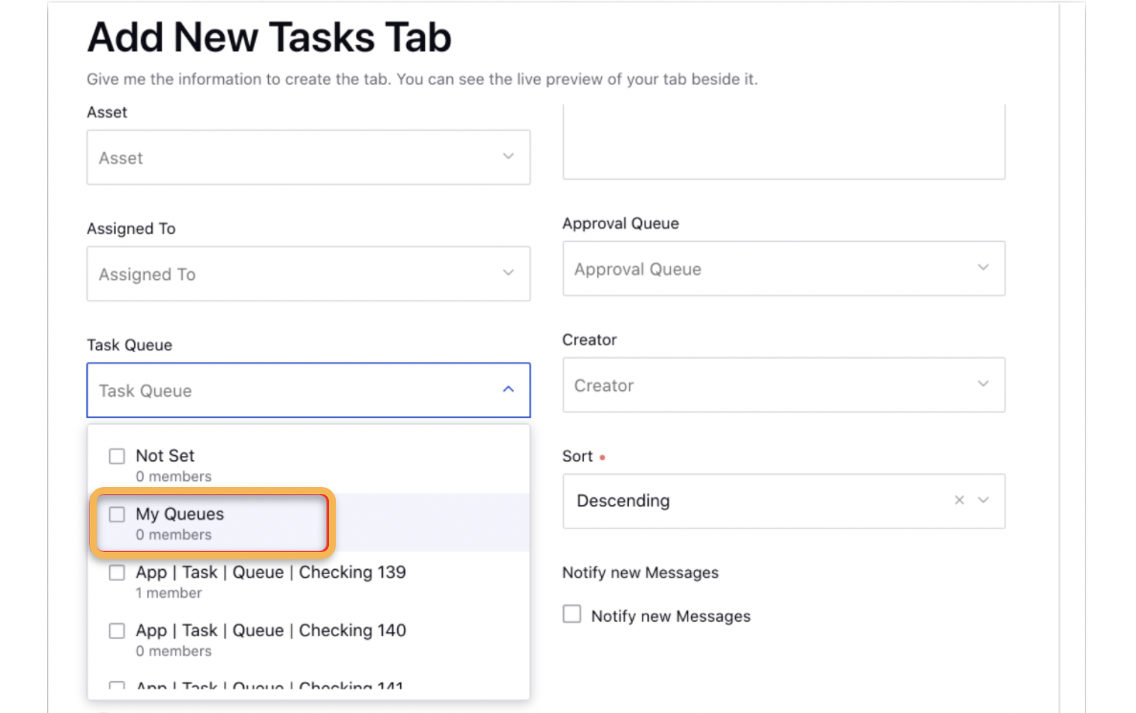 My Queues as Filter Value for Task Queue