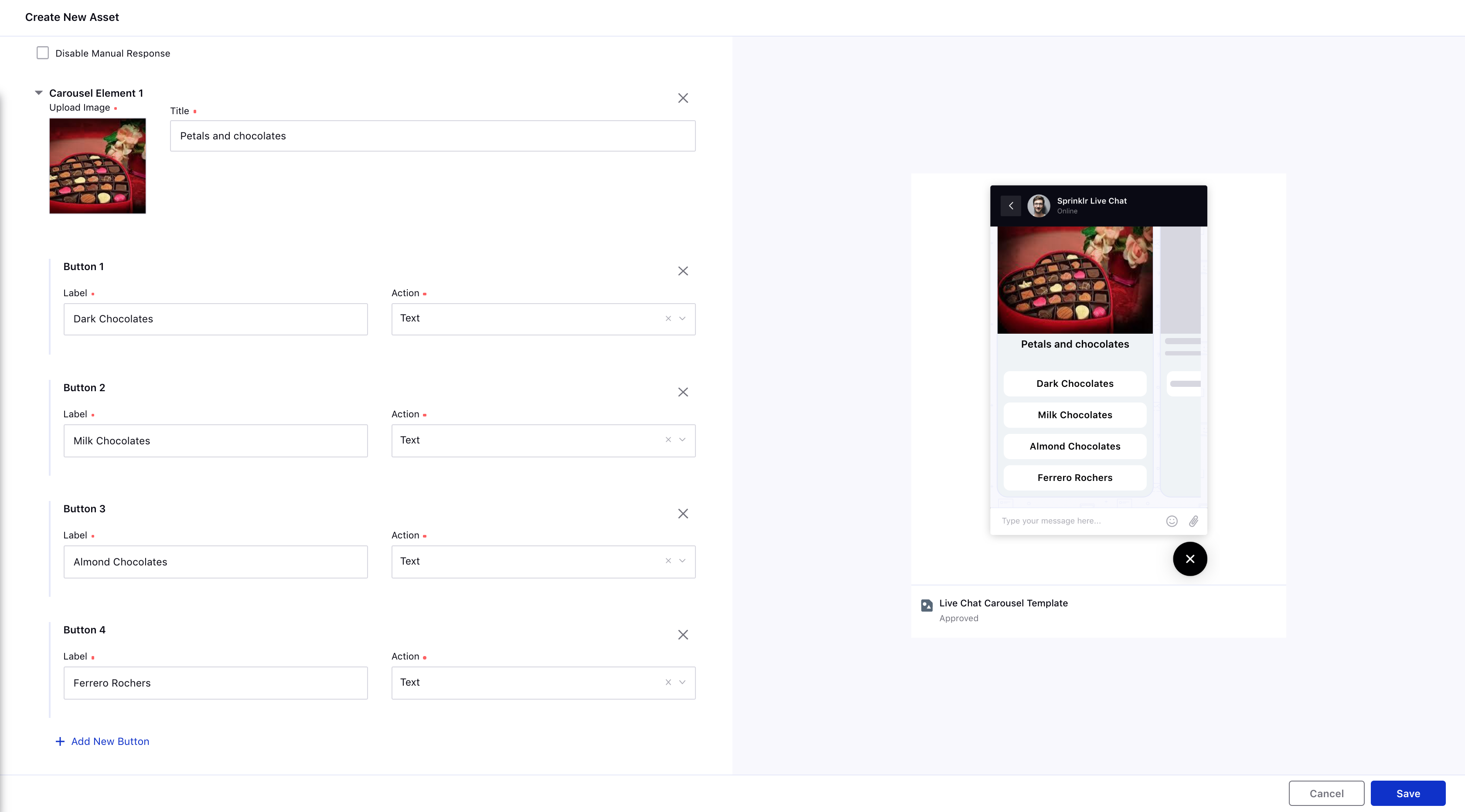 Increased Button Limits for Card and Carousel Templates for Live Chat