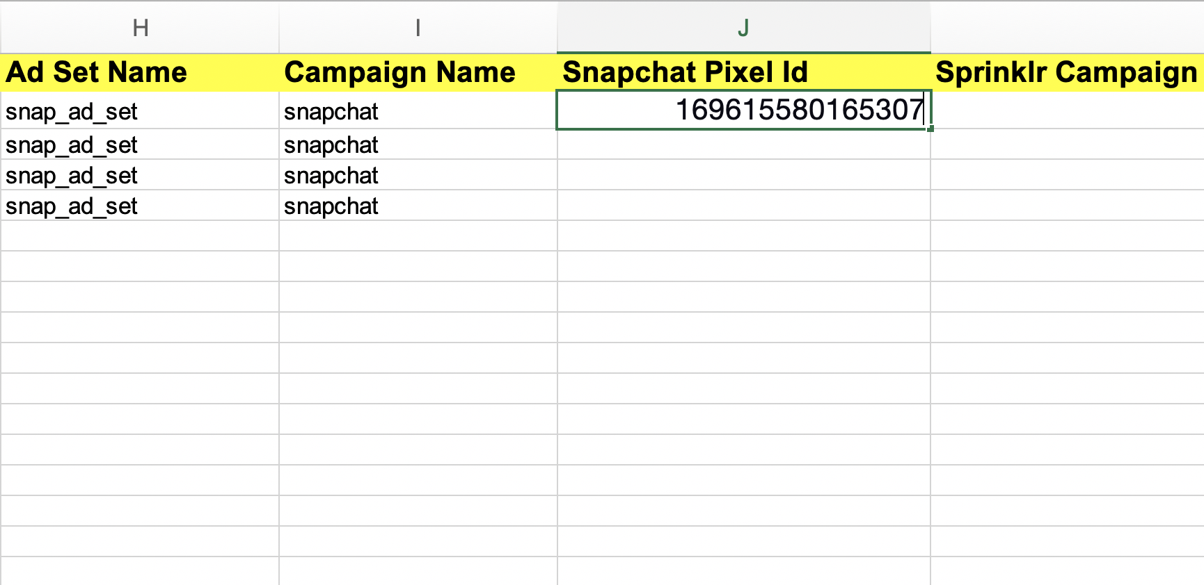 Add the Snapchat Pixel Id to track Snapchat Conversions.