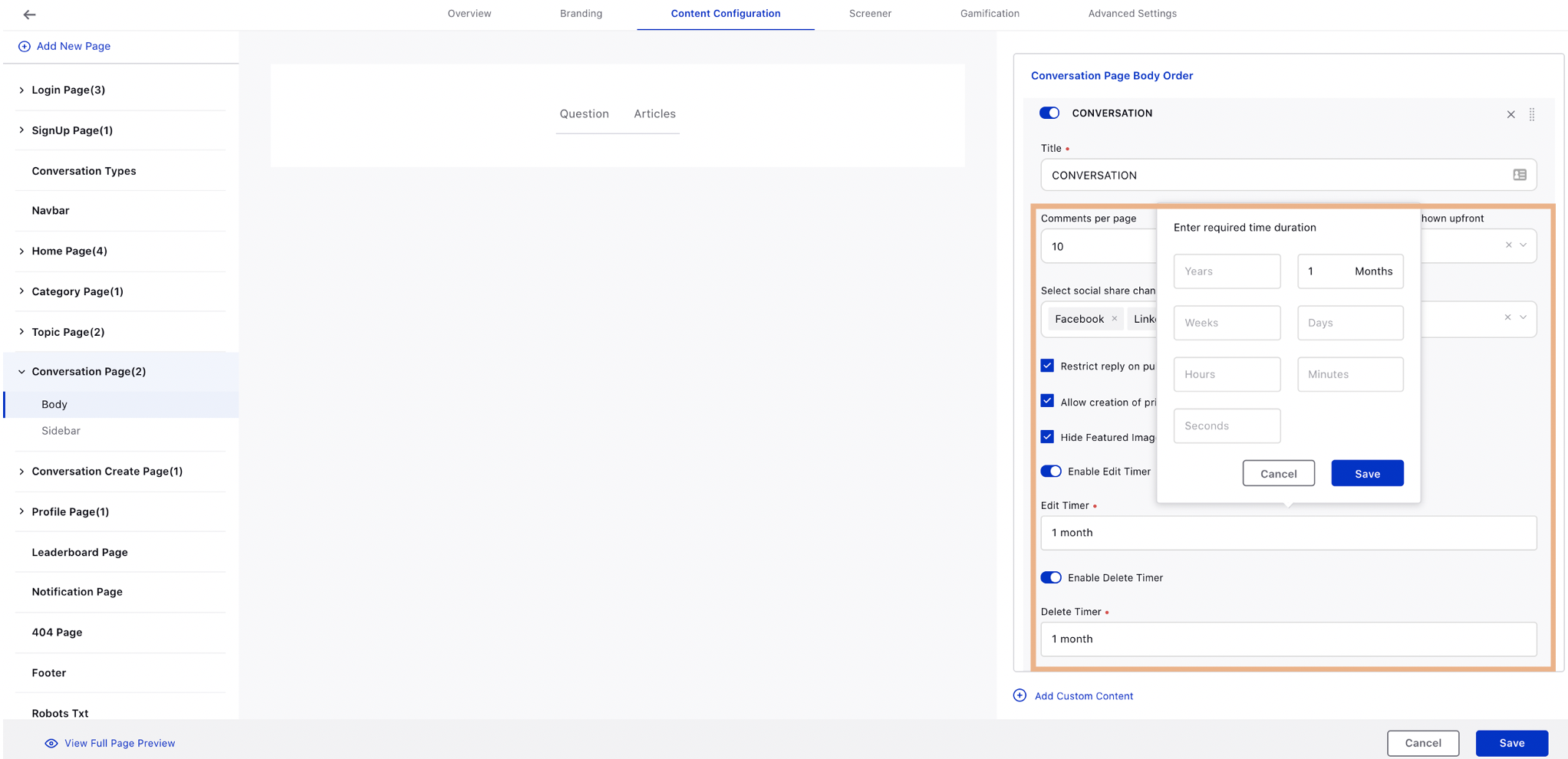 Time Based Configuration to Allow Authors to Edit/Delete Posts/Comments/Replies in Community Builder