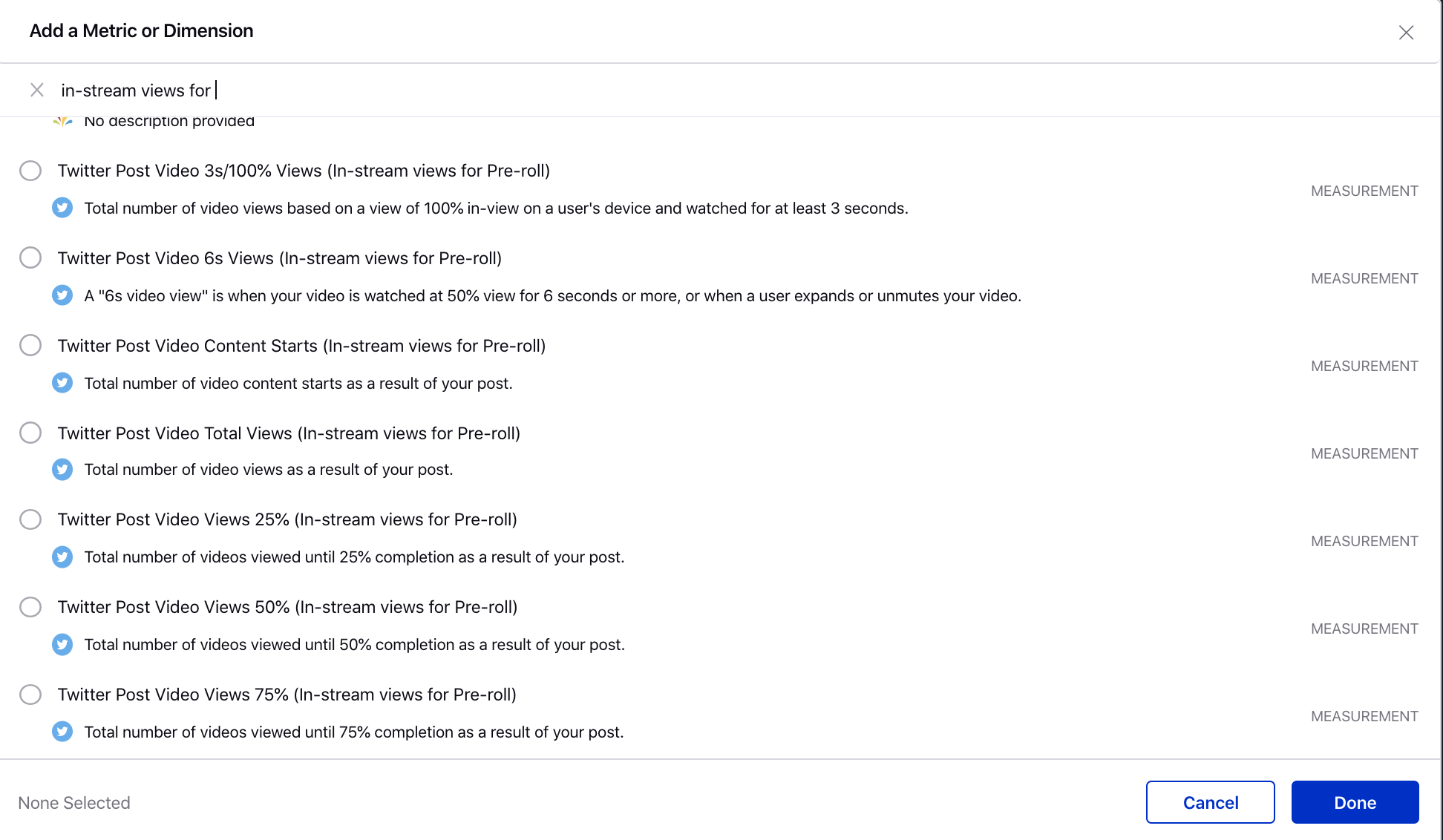 Support for Twitter In-Stream Video Views Metrics