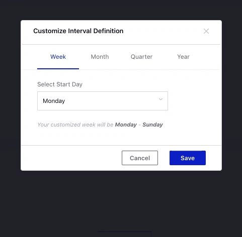 Defining custom interval within the dashboard