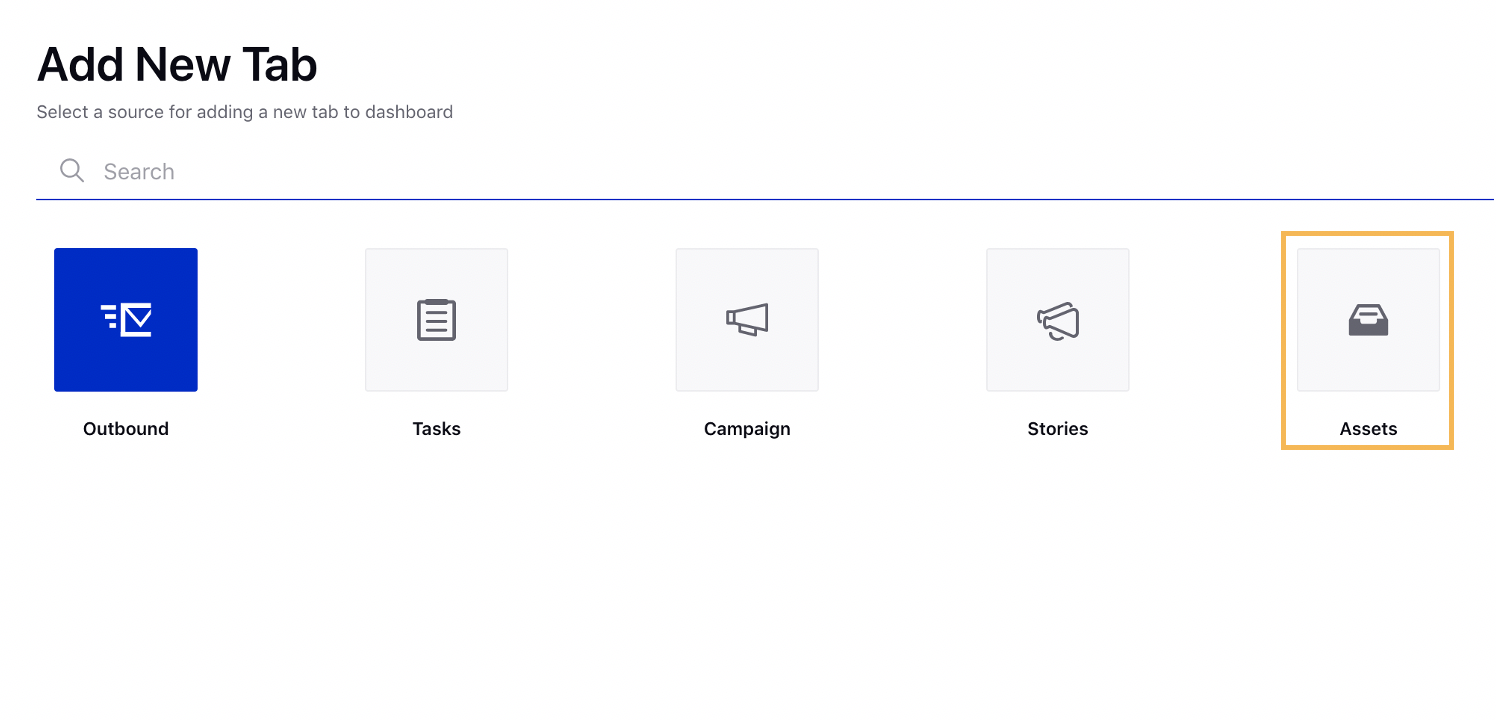 Creating Assets Tab in the Production Dashboards