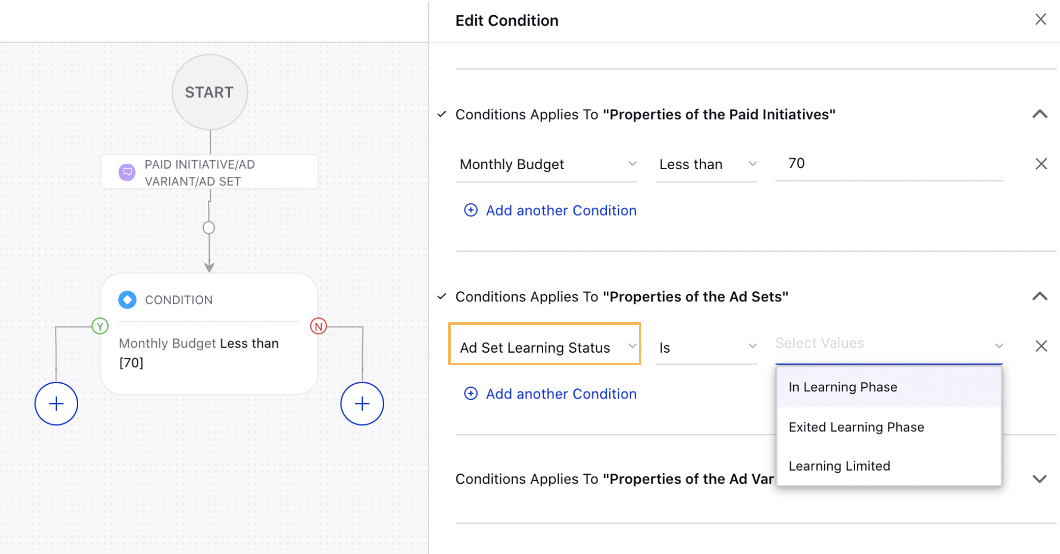 Ad Set Leaning Status Dimesnion in Paid Rule Engine