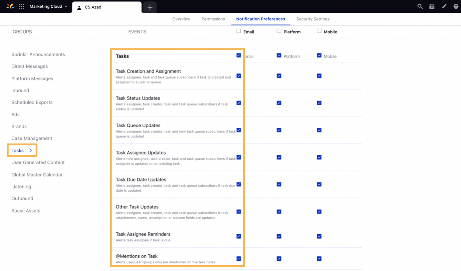 Setting Notification Preferences for Tasks 