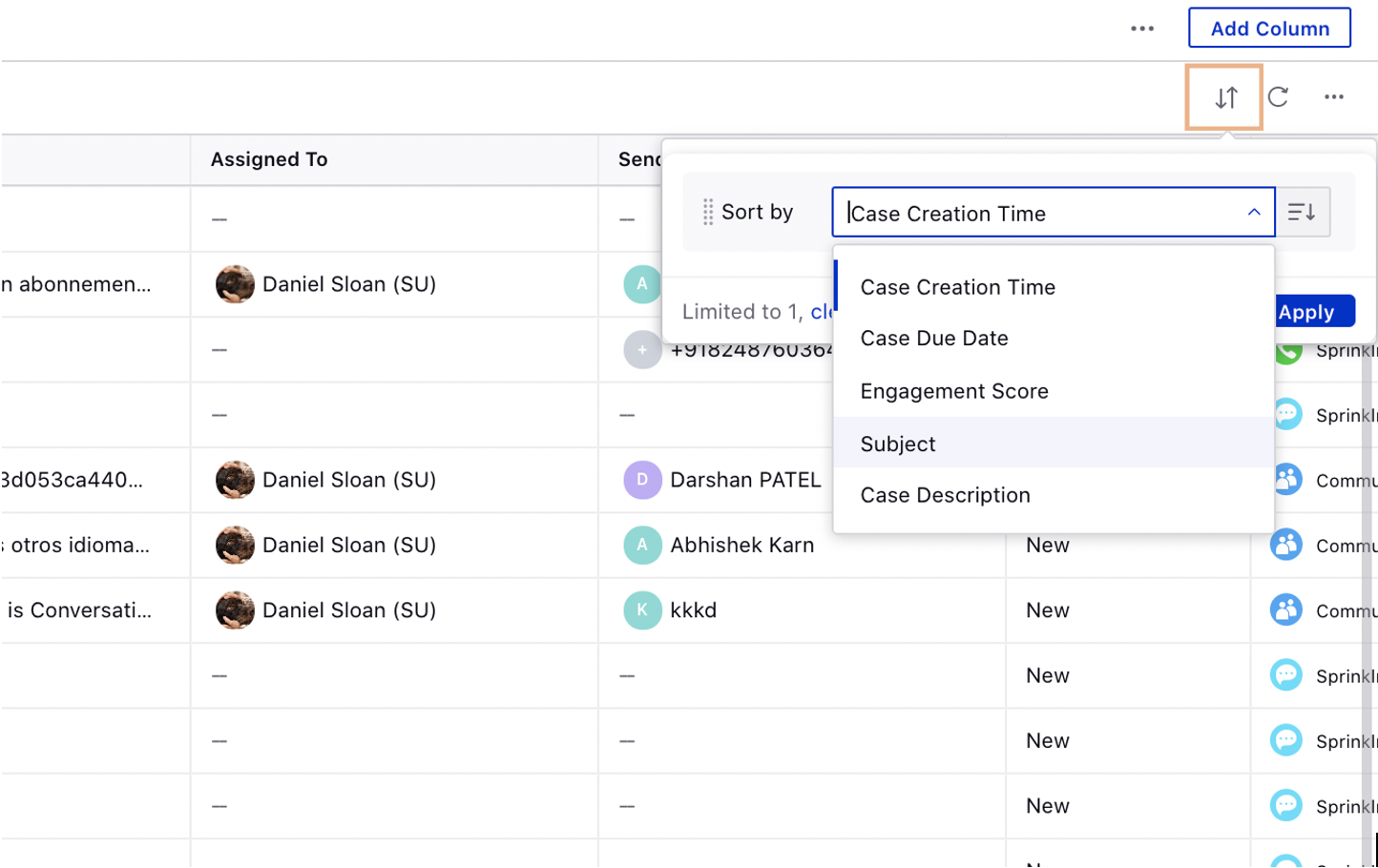 sorting the operations dashboard 