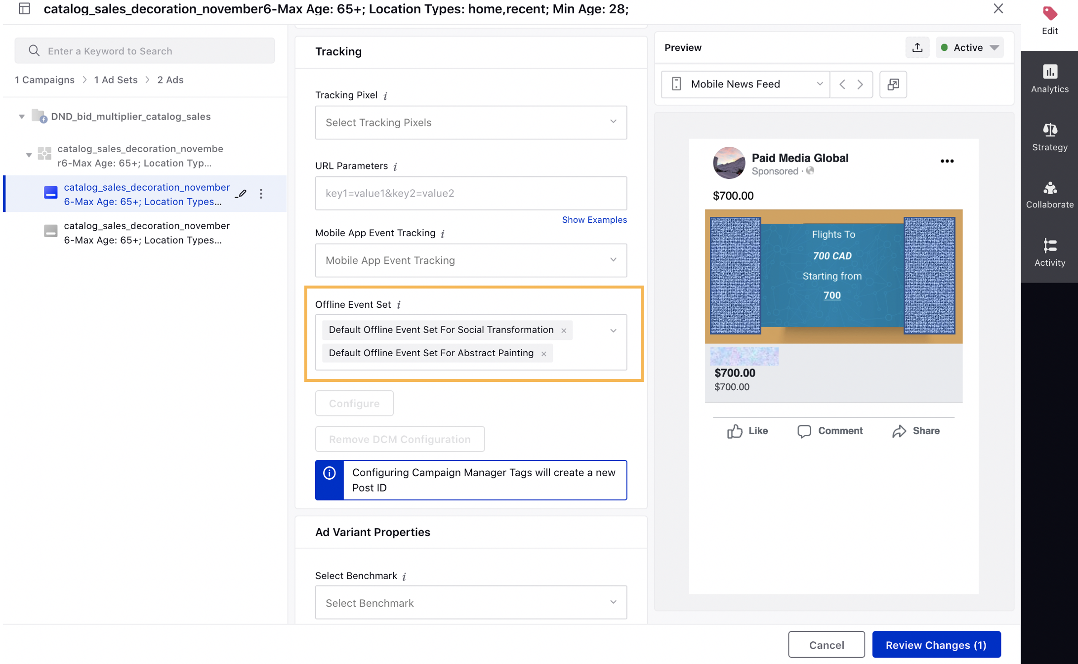 Apply FB Offline Event Set from Ads Manager