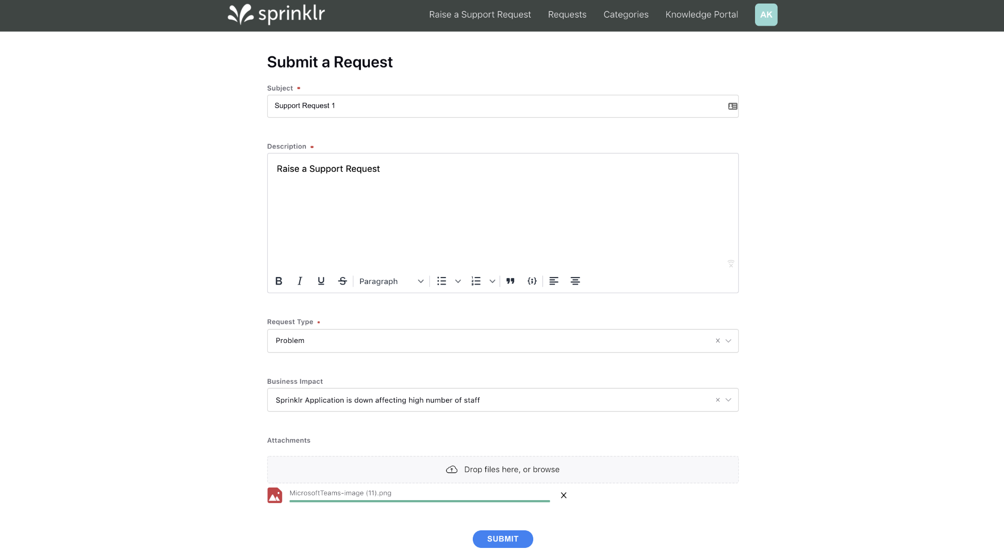 Create support ticket on Sprinklr Community