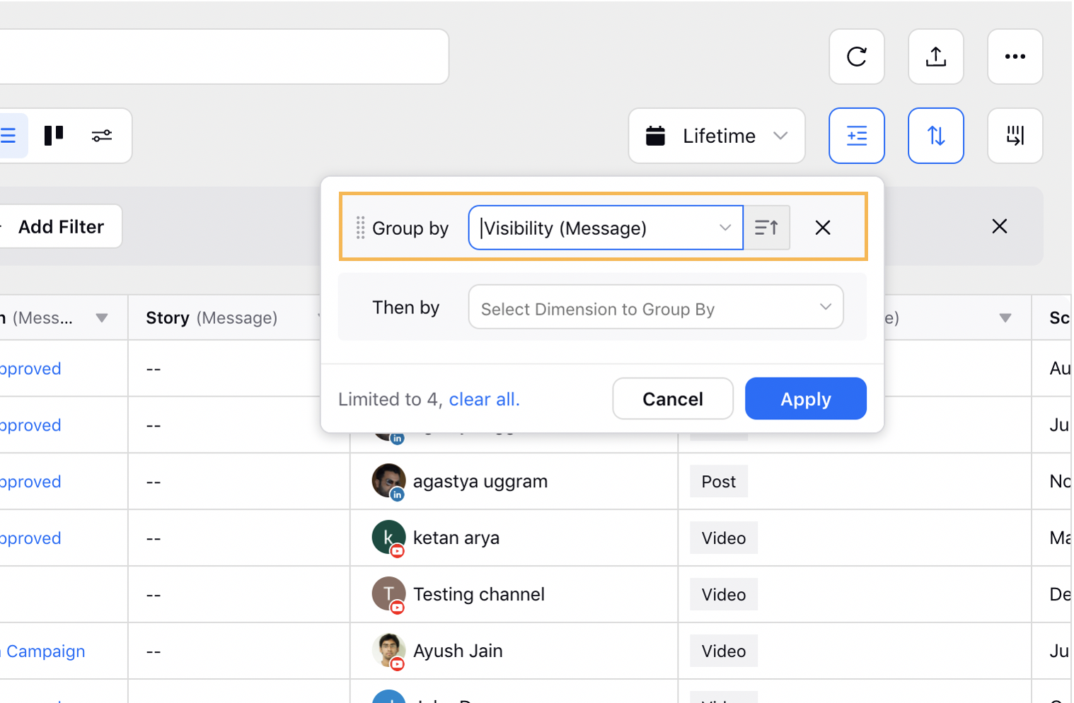 Visibility as a Group By Dimension in Production Dashboards