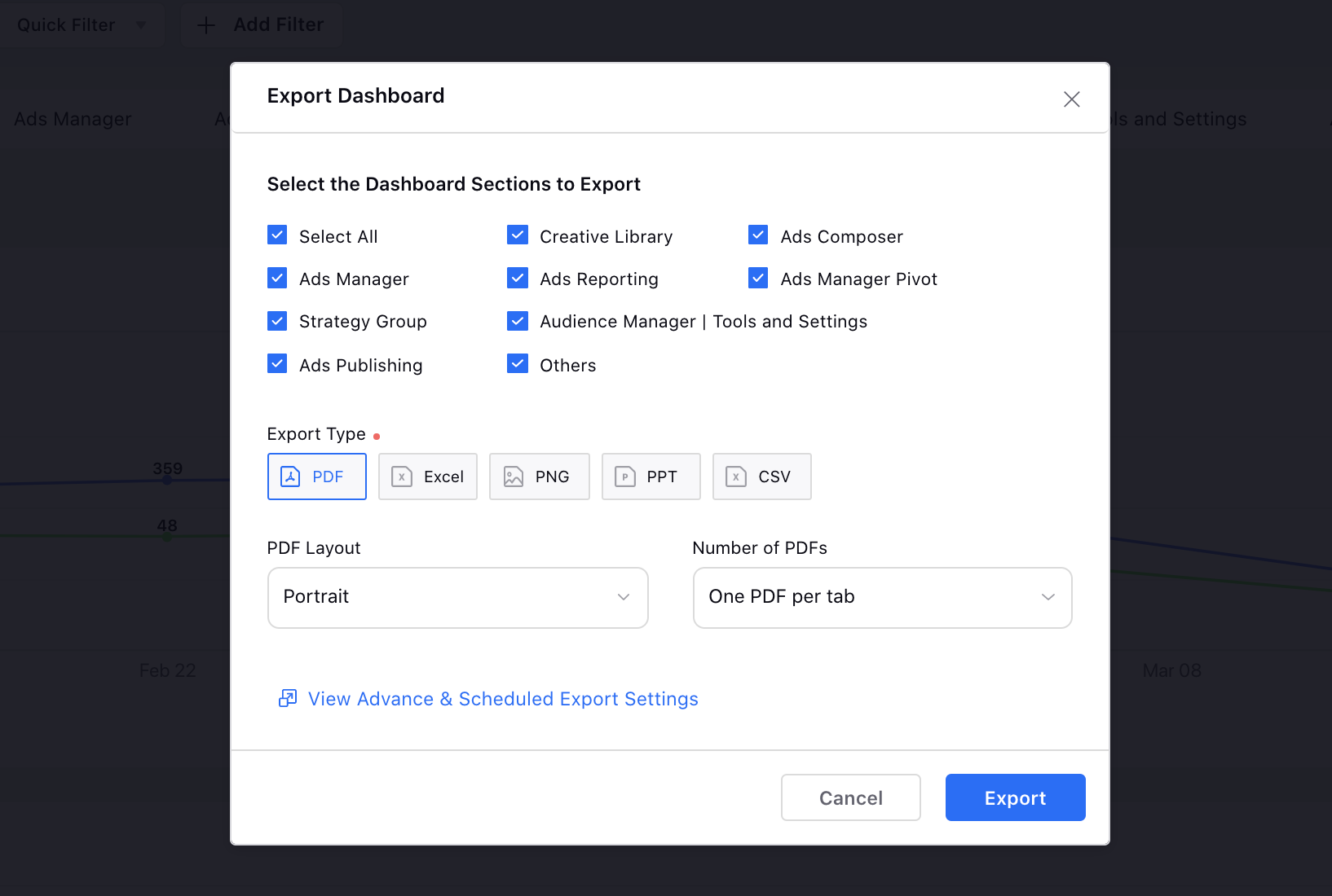 Section Wise Exporting Dashboard 