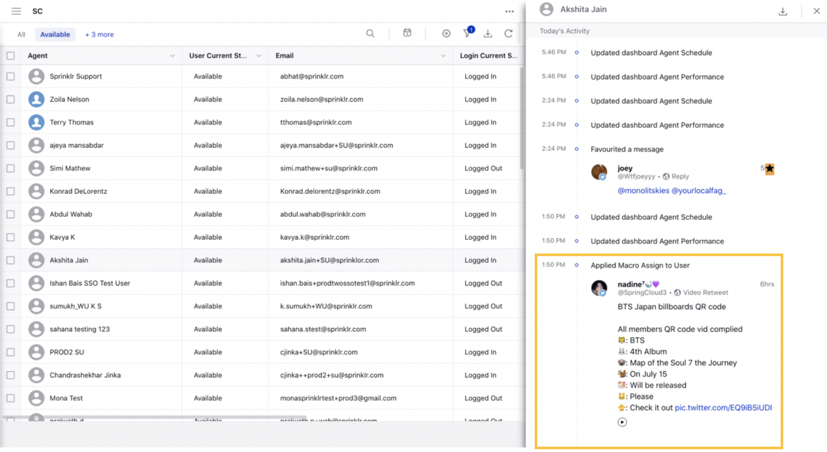 Improved Agent’s Activity Log in Supervisor Console