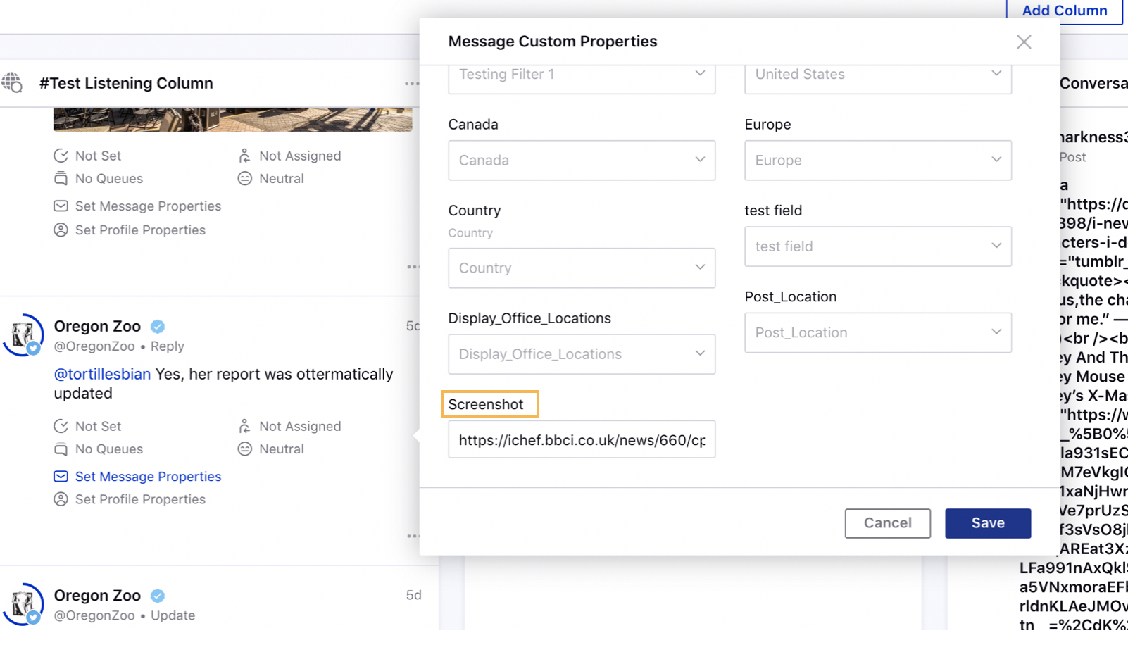 Adding the Image URL to Set the Desired Image to the Text Posts within Engagement Dashboards
