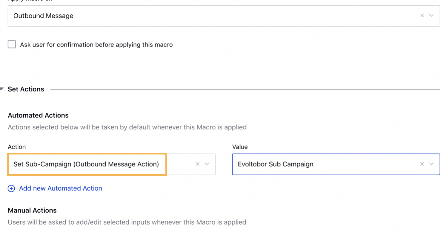 Setting Sub-Campaign as Action while Creating Macro