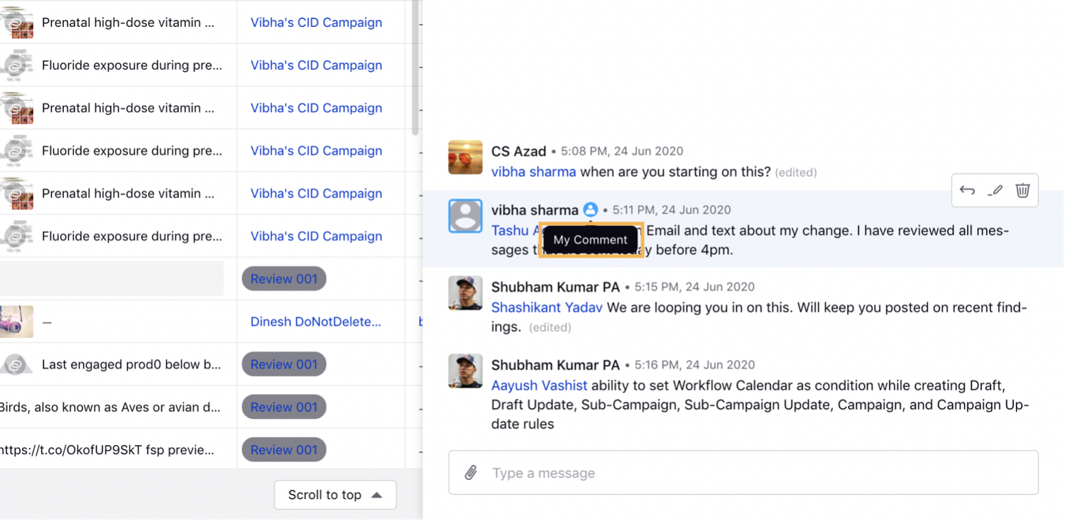 Distinguishing your Comment in the Collaboration Pane