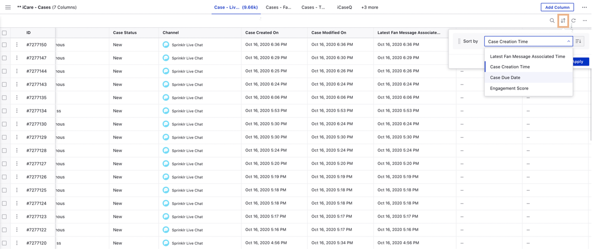 Added New Columns and Sort By Capability in Operations Dashboards