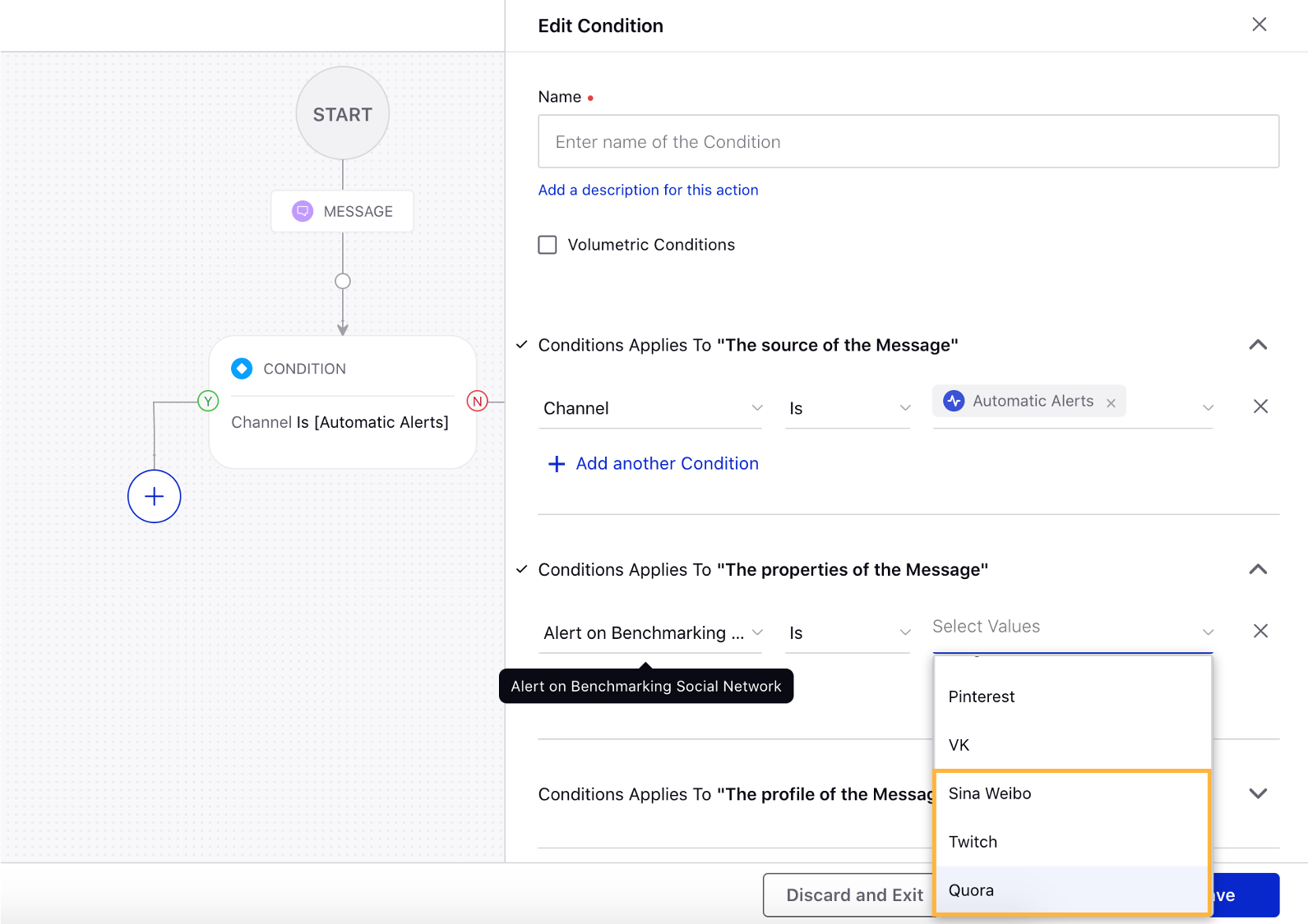 Benchmarking – Added Smart Alerts Support for New Channels in Rule Engine