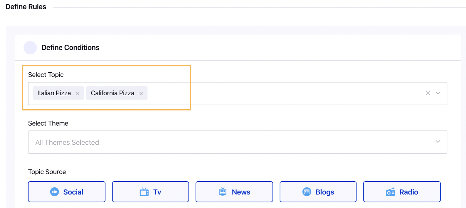 Selecting Topic for Triggering Listening Smart Rules