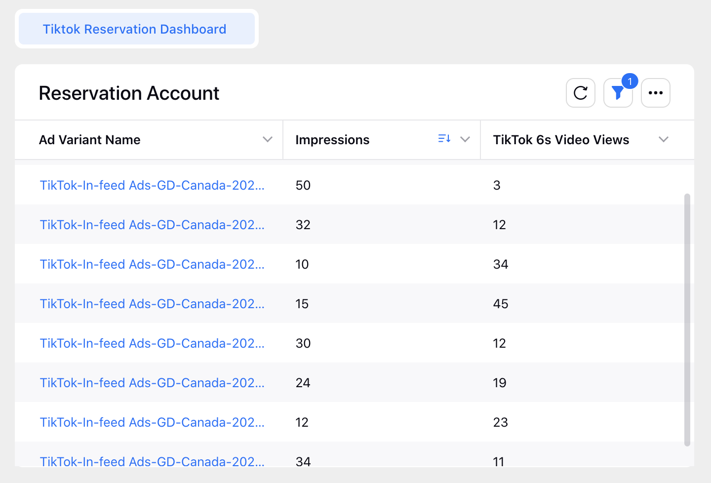 TikTok Reservation Ads Reporting