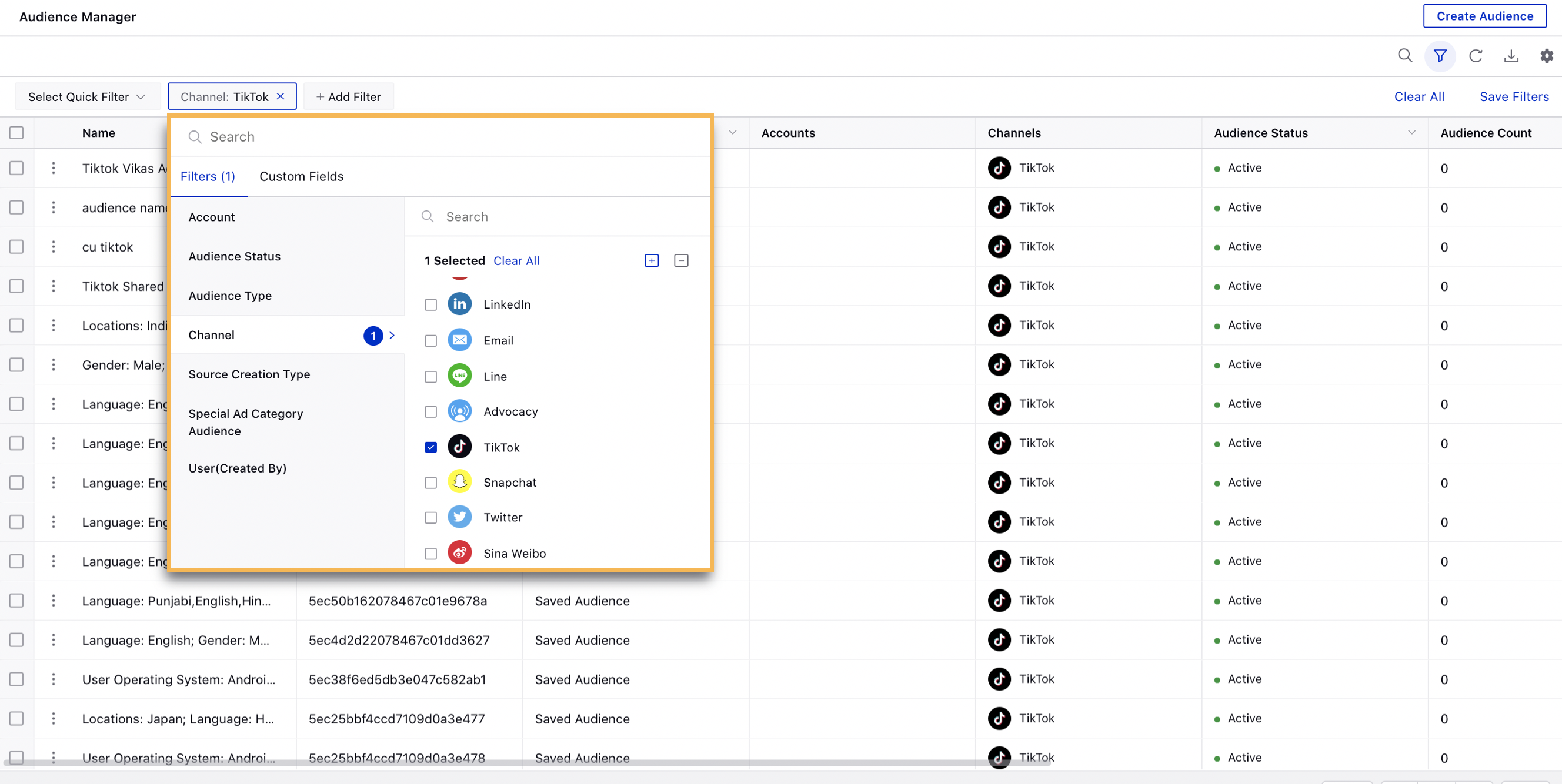 Audience Manager Filter Revamp