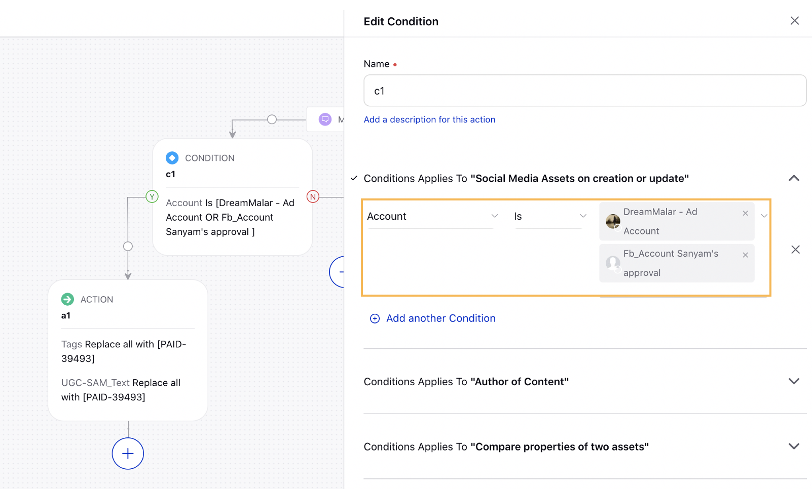 DAM Rule Account Condition