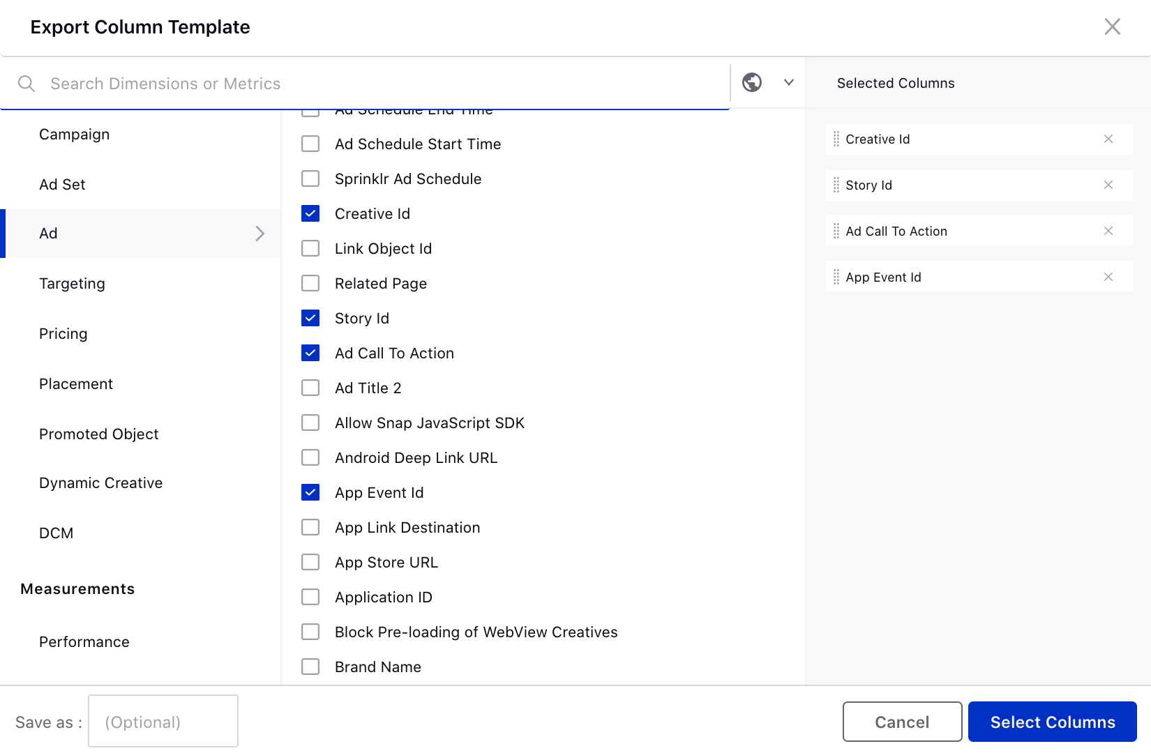 Optimize creatives using export Bulk Import template