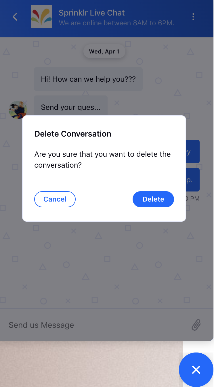 Deleting the live chat conversation on the widget side