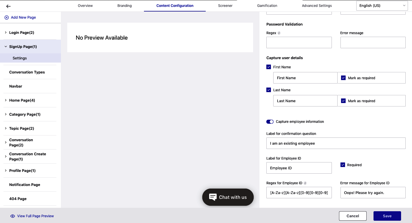 Customize Error Message and Regex for Validation of Employee ID in Community Builder