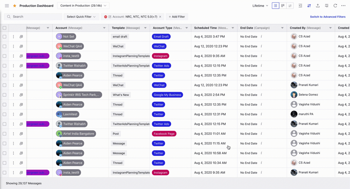 Inline Editing Campaign Properties