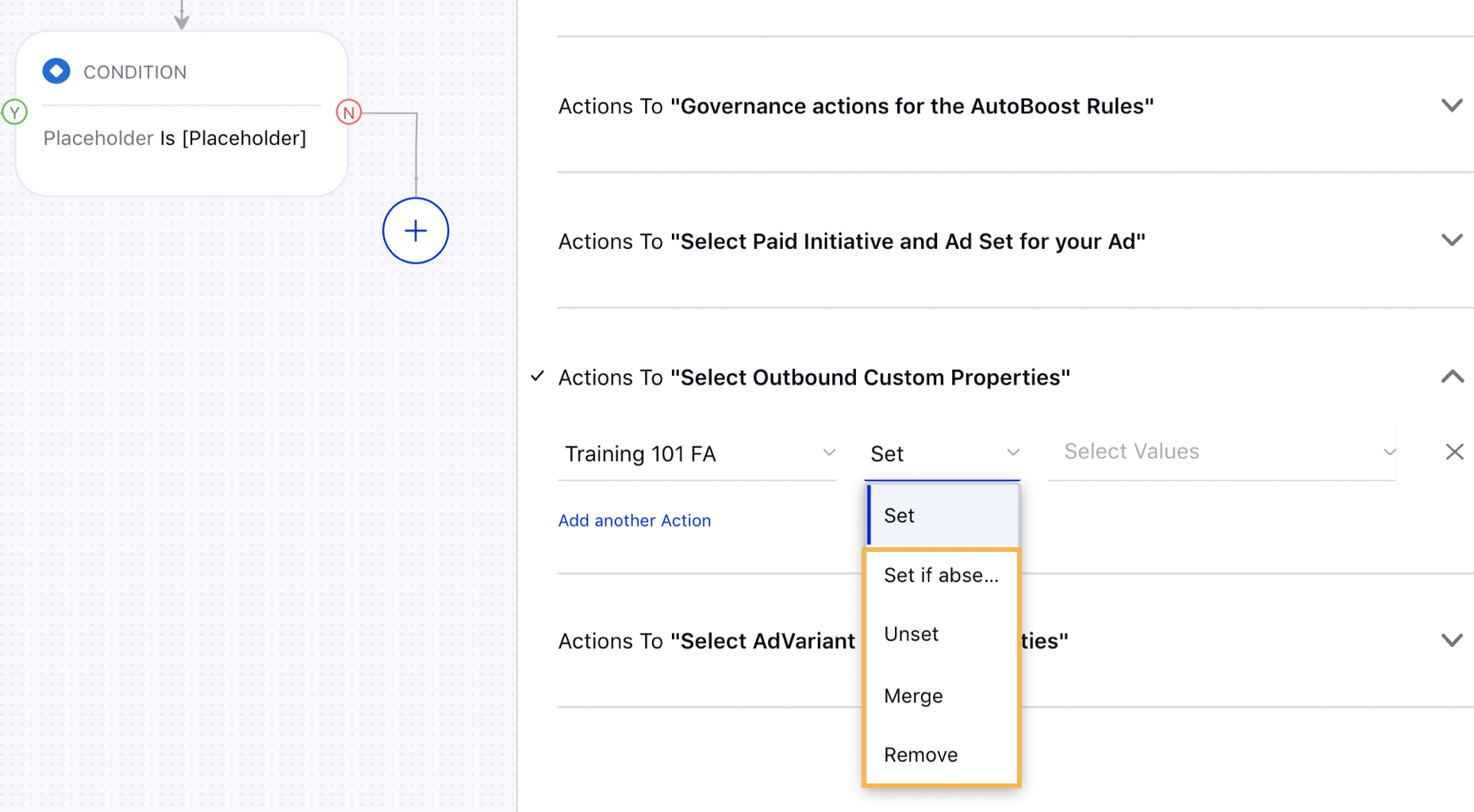 Additional Custom Property Operators in Auto Boost Action