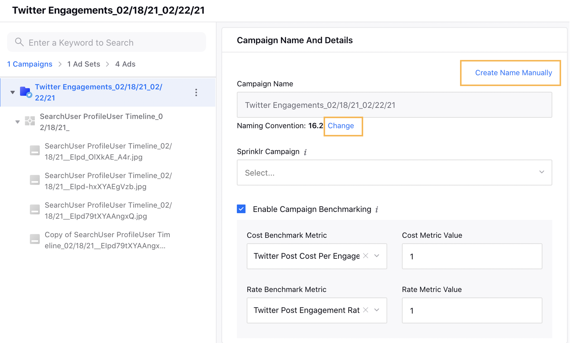 Create Name Manually or Change the applied Naming Convention