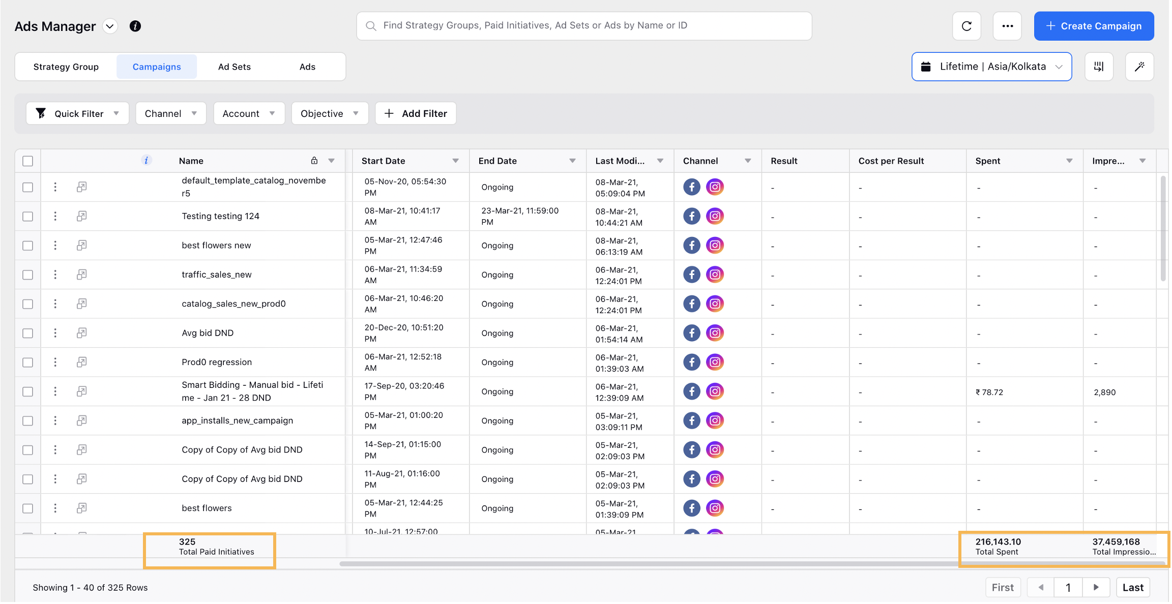 View the total stats in Ads Manager