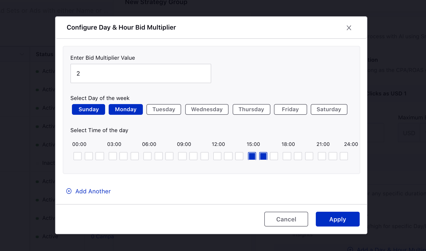 Day and Hour Bid Multiplier in Smart Bidding Strategy Group